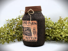 Load image into Gallery viewer, Grubby Coated Mason Jar with Vintage Pantry Label - Sweet Butter, Farmhouse Kitchen Decor, Country Primitive Decor, Kitchen Storage