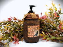 Load image into Gallery viewer, Mason Jar Hand Soap Dispenser, Black Crow and Sunflowers Primitive Label, Grubby Mason Jar w/Soap Pump, Country Primitive Bathroom Decor