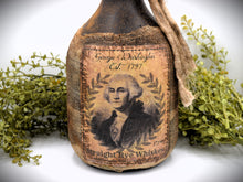 Load image into Gallery viewer, George Washington Straight Rye Whiskey Jug, with Wax Seal, 1797, Antique Colonial Distressed Style Reproduction, Glass Jug Centerpiece