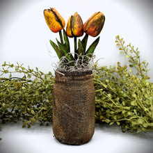 Load image into Gallery viewer, Primitive Mama and Baby Ducks Mason Jar Tulip Floral Arrangement, Country Farmhouse, Cottagecore, Spring Decor, Mother's Day Gift,