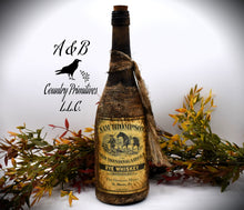 Load image into Gallery viewer, Sam Thompson Old Monongahela Rye Whiskey Bottle, 1791, Vintage Distressed Style Reproduction Whiskey Wine Bottle Centerpiece
