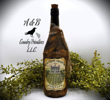 Load image into Gallery viewer, Old Crow Chateau Vineyards Primitive Wine Bottle, 1892, Country Primitive Decor, Farmhouse Decor, Bar Decor