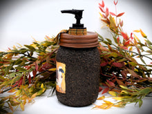 Load image into Gallery viewer, Harvest Thyme Primitive Sheep and Crow Soap Dispenser, Grubby Mason Jar w/Soap Pump, Country Primitive Bathroom Decor, Farmhouse, Fall Decor