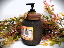 Load image into Gallery viewer, Harvest Thyme Primitive Sheep and Crow Soap Dispenser, Grubby Mason Jar w/Soap Pump, Country Primitive Bathroom Decor, Farmhouse, Fall Decor