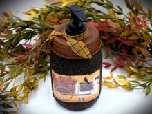 Load image into Gallery viewer, Harvest Thyme Primitive Sheep and Crow Soap Dispenser, Grubby Mason Jar w/Soap Pump, Country Primitive Bathroom Decor, Farmhouse, Fall Decor