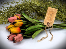 Load image into Gallery viewer, Mother's Day Dozen (12) Grungy Real Feel Tulips Arrangement, Mother's Day Gift, Country Primitive, Cottagecore, Farmhouse, Spring Floral