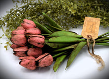 Load image into Gallery viewer, Mother's Day Dozen (12) Grungy Real Feel Tulips Arrangement, Mother's Day Gift, Country Primitive, Cottagecore, Farmhouse, Spring Floral