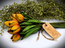 Load image into Gallery viewer, Mother's Day Dozen (12) Grungy Real Feel Tulips Arrangement, Mother's Day Gift, Country Primitive, Cottagecore, Farmhouse, Spring Floral