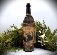 Load image into Gallery viewer, George Washington Straight Rye Whiskey Bottle, 1797, Antique Distressed Style Reproduction Whiskey Wine Bottle Centerpiece