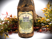 Load image into Gallery viewer, Old Crow Chateau Vineyards Primitive Wine Bottle, 1892, Country Primitive Decor, Farmhouse Decor, Bar Decor