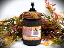 Load image into Gallery viewer, Harvest Thyme Primitive Sheep and Crow Soap Dispenser, Grubby Mason Jar w/Soap Pump, Country Primitive Bathroom Decor, Farmhouse, Fall Decor