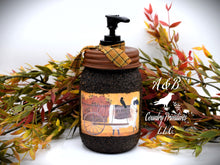 Load image into Gallery viewer, Harvest Thyme Primitive Sheep and Crow Soap Dispenser, Grubby Mason Jar w/Soap Pump, Country Primitive Bathroom Decor, Farmhouse, Fall Decor