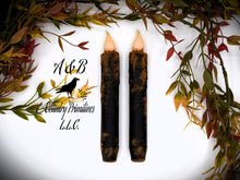 Load image into Gallery viewer, Set - Two Black Grubby 7 inch LED Battery Operated Timer Taper Candles