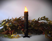 Load image into Gallery viewer, Set - Two Black Grubby 7 inch LED Battery Operated Timer Taper Candles