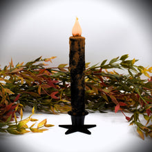 Load image into Gallery viewer, Set - Two Black Grubby 7 inch LED Battery Operated Timer Taper Candles