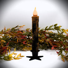 Load image into Gallery viewer, Set - Two Black Grubby 7 inch LED Battery Operated Timer Taper Candles