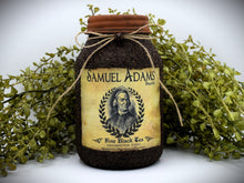 Load image into Gallery viewer, Samuel Adams Fine Black Tea Grubby Mason Jar, Primitive Pantry Jar