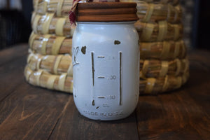 Painted Distressed Off White Ball Mason Jar Hand Soap Dispenser, Choice of Lid Style, Pump, & Decorative Ribbon