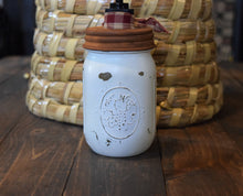 Load image into Gallery viewer, Painted Distressed Off White Ball Mason Jar Hand Soap Dispenser, Choice of Lid Style, Pump, &amp; Decorative Ribbon