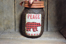 Load image into Gallery viewer, Buffalo Plaid Bear themed Hand Soap Dispenser, Grubby Mason Jar with Soap Pump, Rustic Cabin Christmas Decor, Rustic &quot;Bear&quot; themed Bathroom