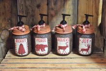 Load image into Gallery viewer, Buffalo Plaid Bear themed Hand Soap Dispenser, Grubby Mason Jar with Soap Pump, Rustic Cabin Christmas Decor, Rustic &quot;Bear&quot; themed Bathroom