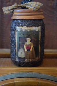 Primitive Americana Folk Art Hand Soap Dispenser, Grubby Mason Jar with Soap Pump, Country Bathroom, Country Primitive Decor
