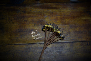Set of 6 Primitive Decorative Bee Picks (9 Inches), Country Primitive Home Decor, Spring Decor, Summer Decor
