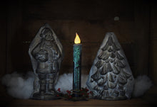 Load image into Gallery viewer, Set of TWO (2) &quot;Starry Night&quot; Black Glitter 7 inch LED Wax Dipped Taper Candles with Timer, Battery Operated Candles, Country Primitive