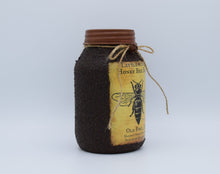 Load image into Gallery viewer, Grubby Coated Mason Jar &quot;Little River Honey Bee Farm&quot; Pantry Label, Farmhouse Kitchen Decor, Country Primitive Decor, Kitchen Storage