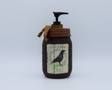 Load image into Gallery viewer, Olde Crow Inn, Hand Soap Dispenser, Grubby Mason Jar with Soap Pump, Country Farmhouse Bathroom Soap Dispenser