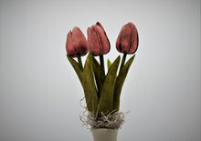 Load image into Gallery viewer, Set of 3 Primitive Grungy Real Feel Tulips 13&quot;, Artificial Flowers, Country Primitive Floral Supplies, Farmhouse Decor, Spring Floral