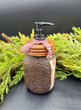 Load image into Gallery viewer, Buffalo Plaid Christmas Tree themed Soap Dispenser, Grubby Mason Jar with Soap Pump, Rustic Cabin Christmas Decor, Country Christmas, Lodge