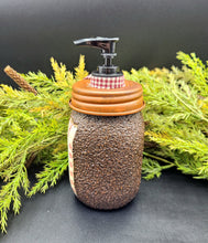 Load image into Gallery viewer, Buffalo Plaid Christmas Tree themed Soap Dispenser, Grubby Mason Jar with Soap Pump, Rustic Cabin Christmas Decor, Country Christmas, Lodge