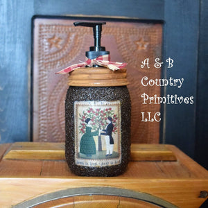 Grubby Hand Soap Dispenser Heart to Heart, Hand to Hand, 1817 Americana Folk Art Label, Country Farmhouse Bathroom Soap Dispenser