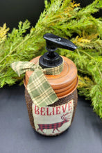 Load image into Gallery viewer, Buffalo Plaid Moose themed Soap Dispenser, Grubby Mason Jar with Soap Pump, Rustic Cabin Christmas Decor, Country Christmas, Lodge