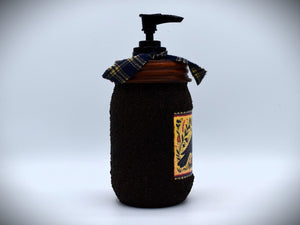 American Crow Hand Soap Dispenser, Grubby Mason Jar with Soap Pump, Country Farmhouse Bathroom Soap Dispenser, Folk Art, Crow Decor