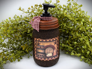 Hand Soap Dispenser, Grubby Mason Jar with Soap Pump, Country Farmhouse Bathroom Soap Dispenser, Country Home Decor