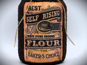 Grubby Coated Mason Jar with Vintage Pantry Label - Flour, Farmhouse Kitchen Decor, Coffee, Country Primitive Decor, Kitchen Storage
