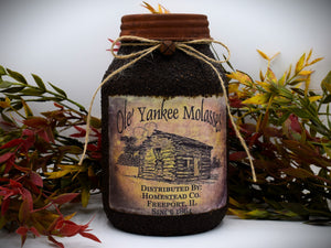 Grubby Coated Mason Jar "Ole Yankee Molasses" Pantry Label - Rustic Style, Farmhouse Kitchen Decor, Country Primitive Decor, Kitchen Storage
