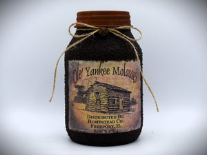 Grubby Coated Mason Jar "Ole Yankee Molasses" Pantry Label - Rustic Style, Farmhouse Kitchen Decor, Country Primitive Decor, Kitchen Storage