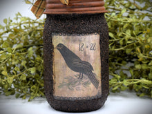 Load image into Gallery viewer, Grubby Soap Dispenser, Mason Jar Soap Pump, Folk Art Crow Bathroom Soap Dispenser, Primitive Home Decor, Country Home Decor