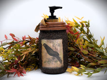 Load image into Gallery viewer, Grubby Soap Dispenser, Mason Jar Soap Pump, Folk Art Crow Bathroom Soap Dispenser, Primitive Home Decor, Country Home Decor