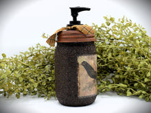 Load image into Gallery viewer, Grubby Soap Dispenser, Mason Jar Soap Pump, Folk Art Crow Bathroom Soap Dispenser, Primitive Home Decor, Country Home Decor