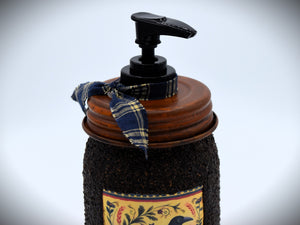 American Crow Hand Soap Dispenser, Grubby Mason Jar with Soap Pump, Country Farmhouse Bathroom Soap Dispenser, Folk Art, Crow Decor