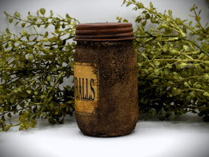 Primitive Bathroom Set, Q-Tips Jar and Cottonballs Jar, Grungy Style Primitive Bathroom Decor, Country Farmhouse Bathroom