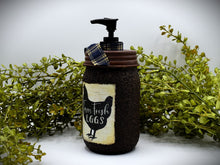 Load image into Gallery viewer, Farm Fresh Eggs Mason Jar Hand Soap Dispenser, Country Farmhouse Bathroom or Kitchen, Country Primitive, Chicken themed Home Decor