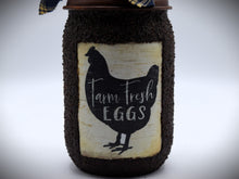 Load image into Gallery viewer, Farm Fresh Eggs Mason Jar Hand Soap Dispenser, Country Farmhouse Bathroom or Kitchen, Country Primitive, Chicken themed Home Decor