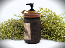 Load image into Gallery viewer, Grubby Soap Dispenser, Mason Jar Soap Pump, Folk Art Crow Bathroom Soap Dispenser, Primitive Home Decor, Country Home Decor