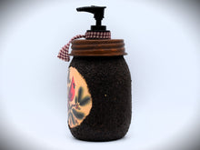 Load image into Gallery viewer, Winter Cardinal Soap Dispenser, Grubby Mason Jar with Soap Pump, Christmas Decor, Country Christmas Bathroom
