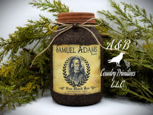 Load image into Gallery viewer, Grubby Coated Mason Jar with Vintage Pantry Label - Samuel Adams Fine Black Tea, Farmhouse Kitchen Decor, Country Primitive, Kitchen Storage